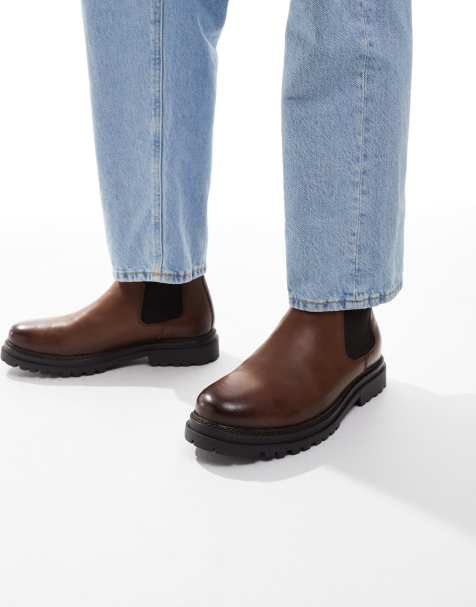 schuh Dax chunky chelsea boots in leather brown - view 1