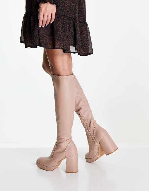 Caramel over the outlet knee boots