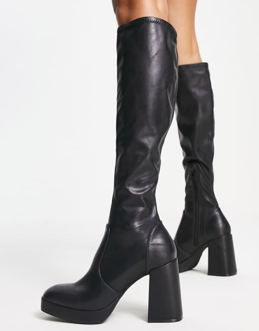 Schuh Della second skin heeled knee boots in black