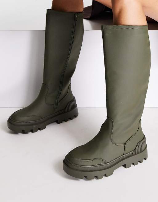 schuh - Devon - Bottes hauteur genou à enfiler - Kaki, 4 de 4