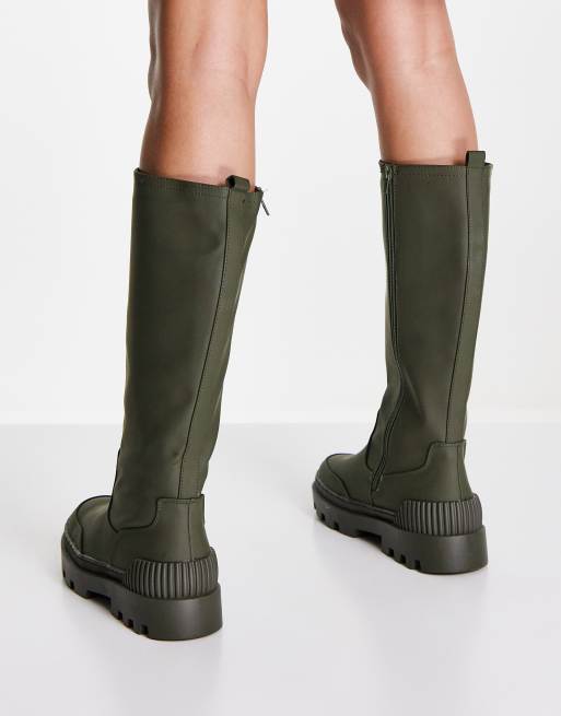 Schuh - Devon - Kakifarvede knæhøje pull on-støvler, 2 af 4