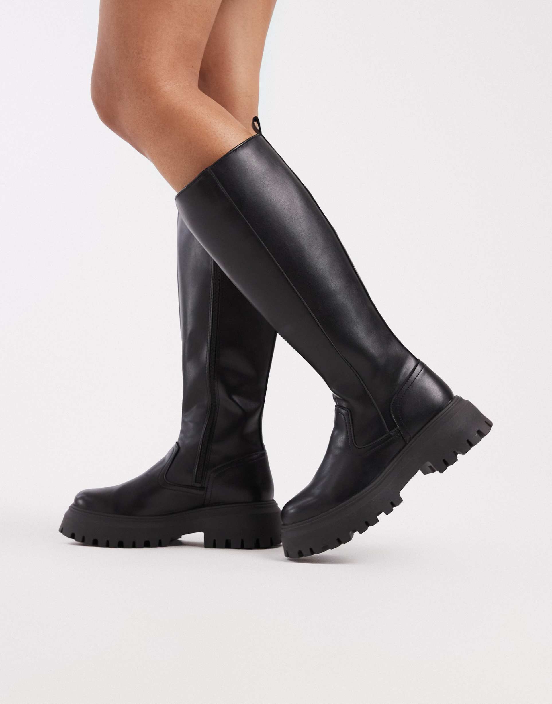 schuh dianna wide fit chunky knee boots in black