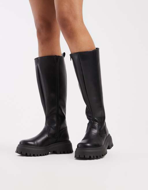 Schuh – Dianna – Wide Fit – Svarta, grova knähöga boots med bred passform, 2 av 4