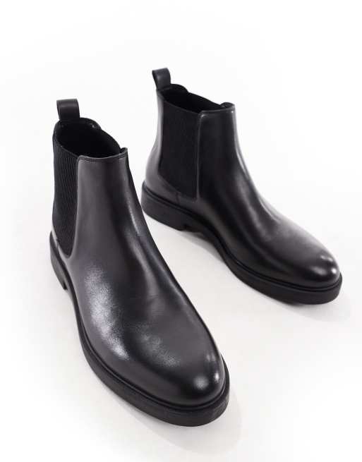 schuh - Dice - Leren chelsea boots met ronde neus in zwart, 2 van 4