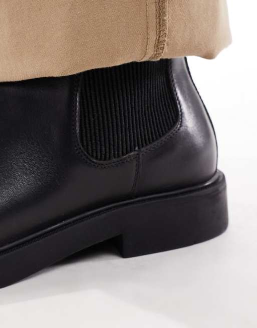 schuh - Dice - Leren chelsea boots met ronde neus in zwart, 3 van 4