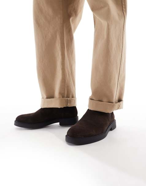 schuh Dice round toe chelsea boots in suede chocolate - view 1