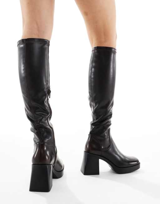 schuh Doja chunky knee boots in brown