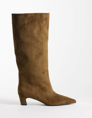 Schuh Dollie Faux Suede Pointed Knee Boots In Multi