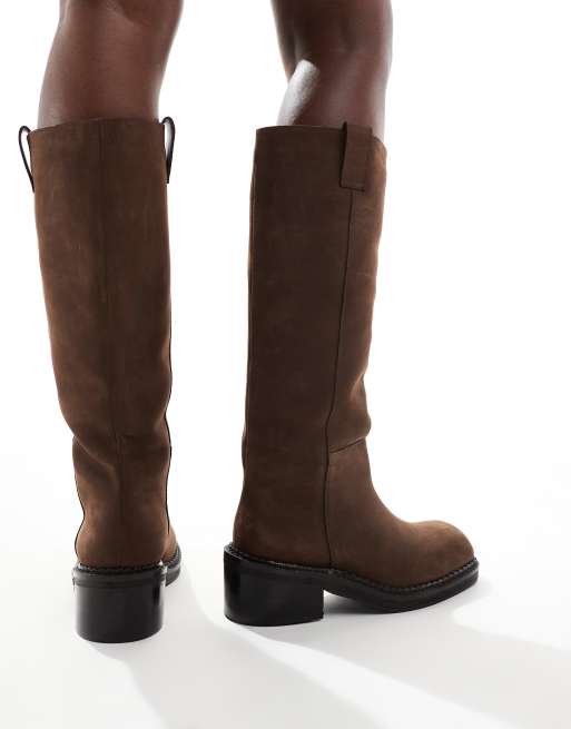 schuh - Doria - Bottes cavalières à bout carré chunky en daim nubuck, 4 de 4
