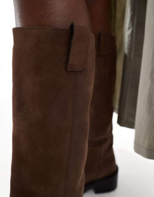 schuh Doria square toe chunky riding boots in nubuck suede, 2 of 4