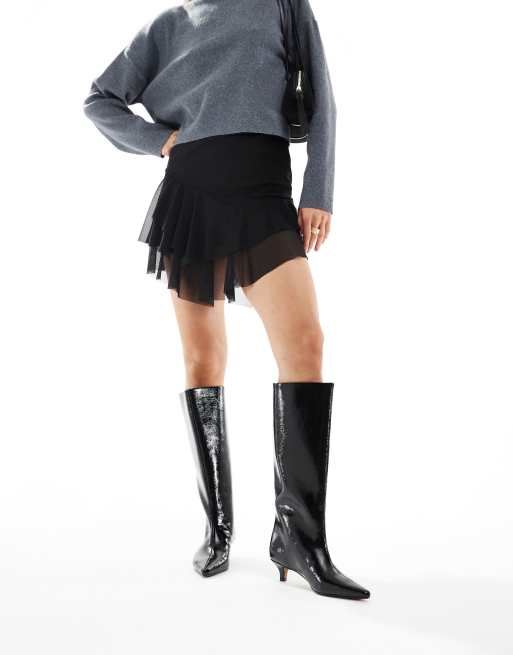 Schuh – Dorothy – Wide Fit – Overknee-Stiefel in Schwarz mit Pfennigabsatz, weite Passform, 3 von 4