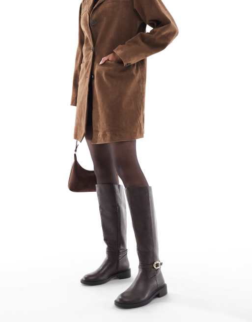 Yekdmxop Stivali Donna Polpaccio Largo Stivali Alti Al Ginocchio Da Donna Durevole Moda Stivali Donna Con Tacco Imbottiti Stivali Da Equitazione Per Donna Antivento Primaverili Autunnali