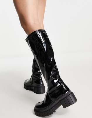 schuh black patent boots