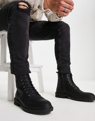 Schuh duncan chunky lace up boots in black - ASOS Price Checker