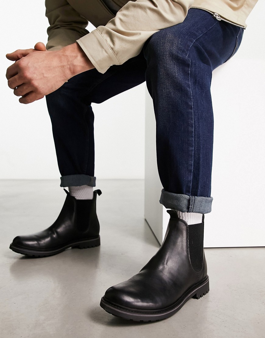 dylan casual chelsea boots in black leather