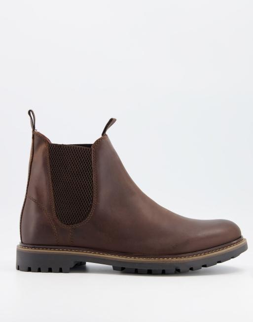 schuh dylan chunky chelsea boots in brown leather | ASOS