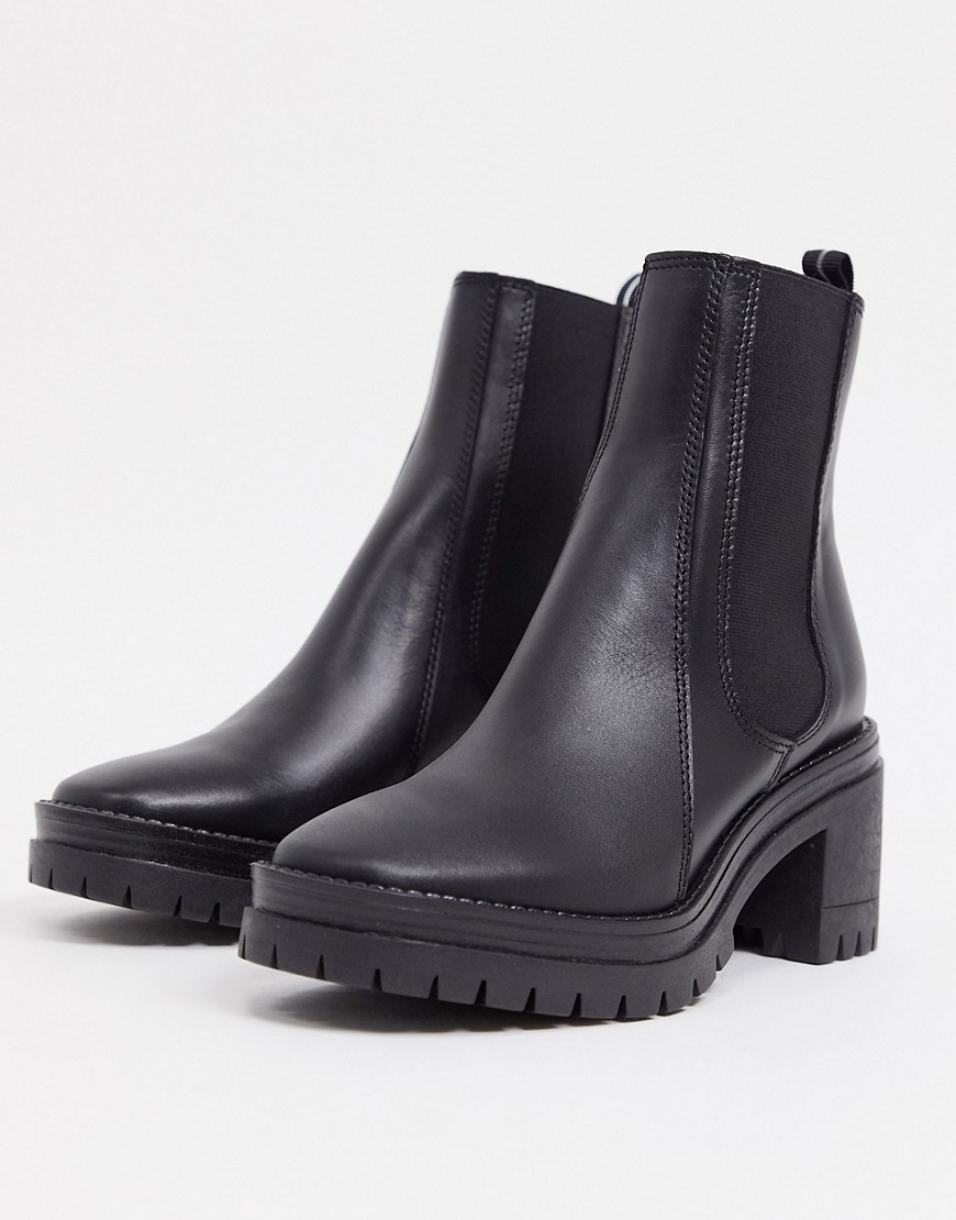 Schuh – Encourage – Svarta boots i läder med mellanhög klack