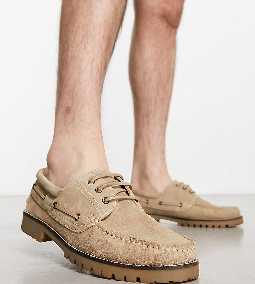 schuh Exclusive Raj boat shoes in taupe nubuck-Neutral