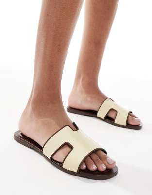 schuh Exclusive Tandra flat sandals in butter yellow leather