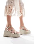 [Schuh] schuh Exclusive Vienna strappy espadrille wedges in gold 41 GOLD