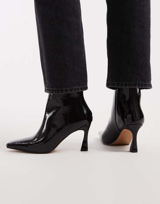 Schuh Bambi heeled mid ankle boots in burgundy patent