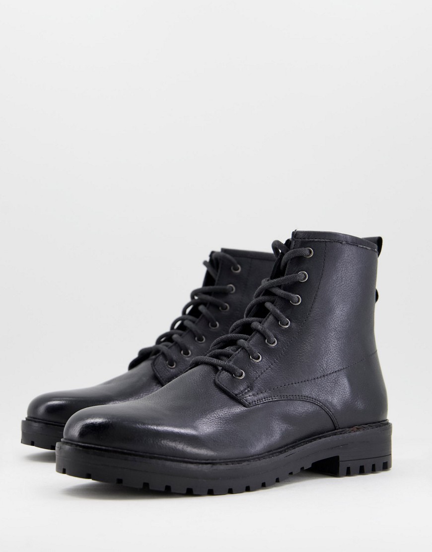 Schuh Jaxon lace up boots in black leather
