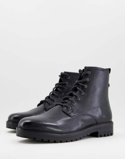 Schuh - Jaxon - Stivali stringati in pelle nera 