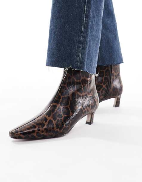 schuh kitten heel mid ankle boots in leopard print - view 1