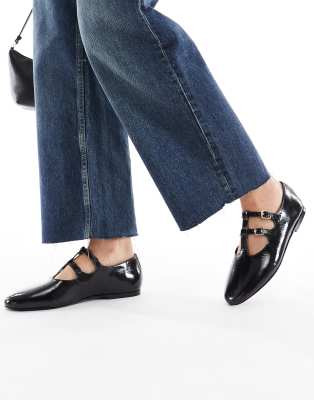 schuh - Lamp - Ballerinas in Schwarz mit Doppelriemen