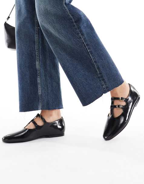 schuh Lamp double strap ballet flats in black - view 1