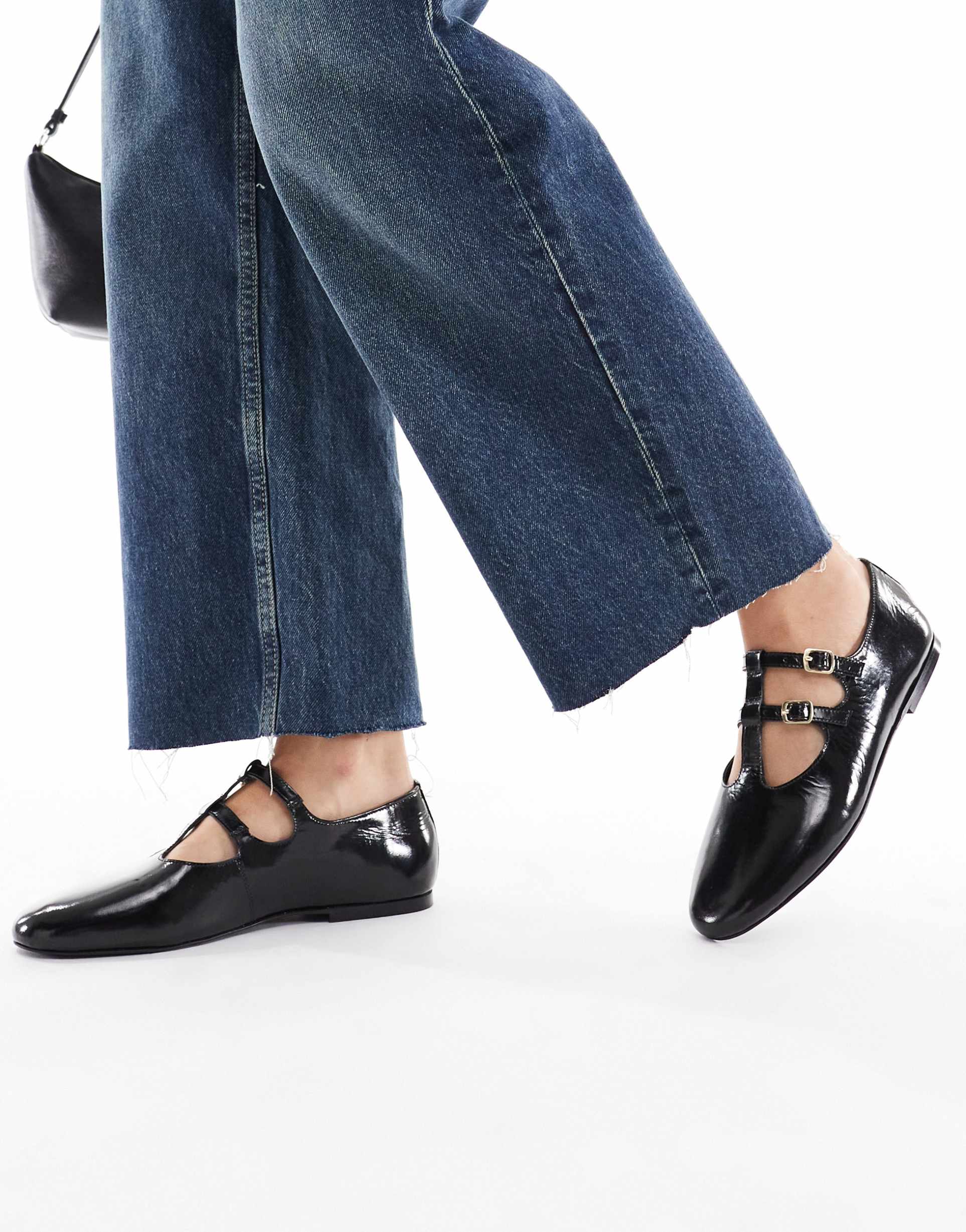 schuh lamp double strap ballet flats in black