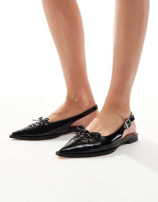 schuh – Lars – Flache Ballerinas aus schwarzem Leder mit Riemchen