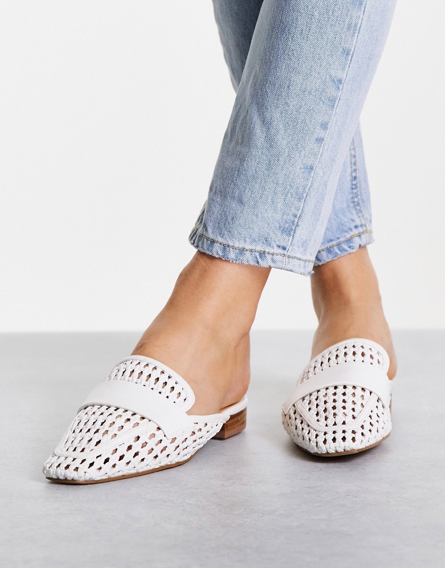 Schuh Latoya woven backless mules in white