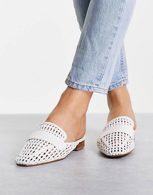 schuh Latoya woven backless mules in white