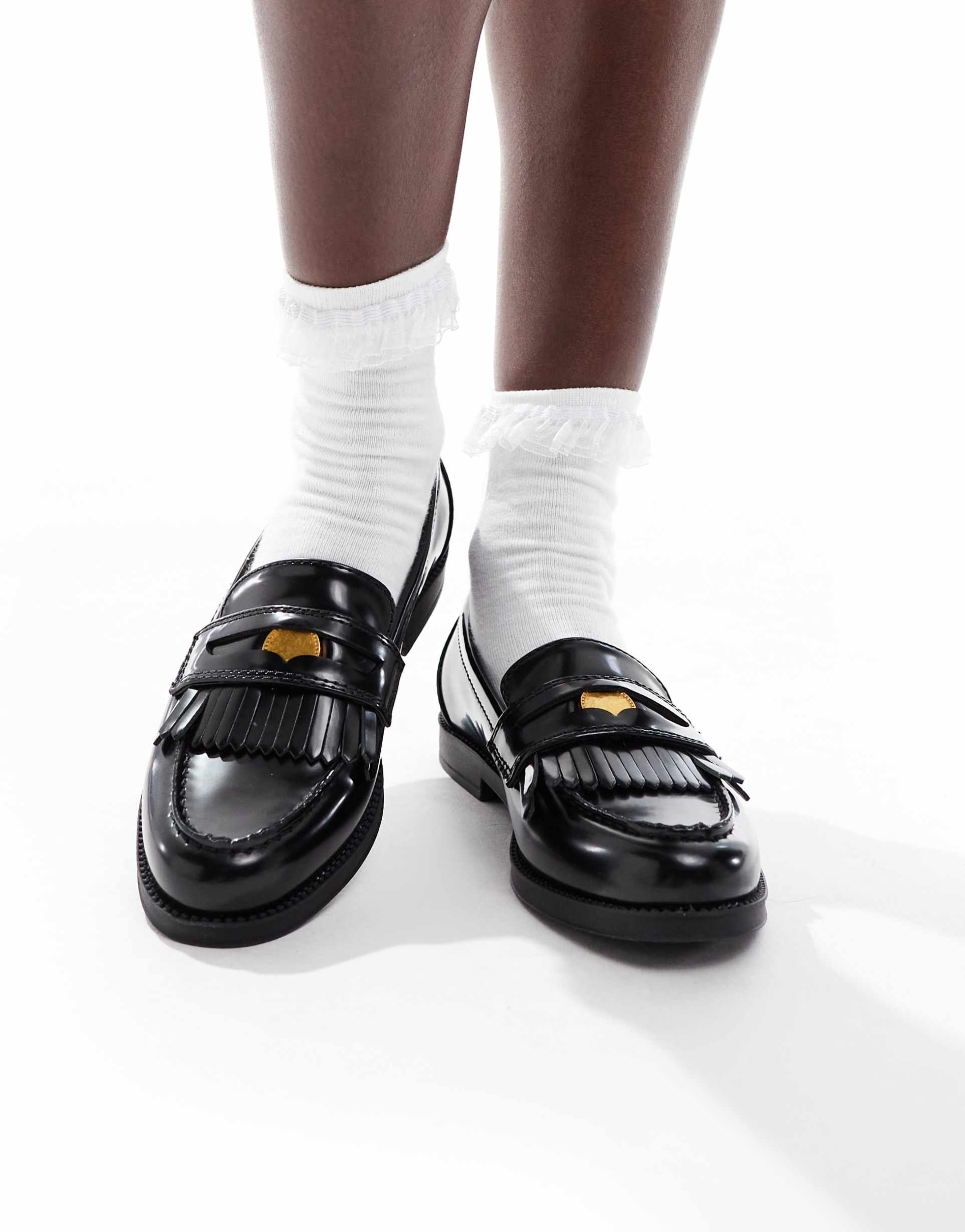 schuh laurent coin loafers in black