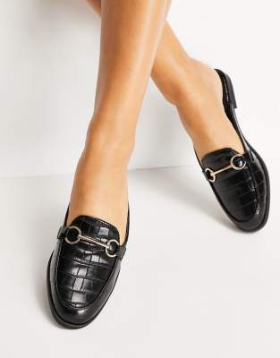 black backless loafers