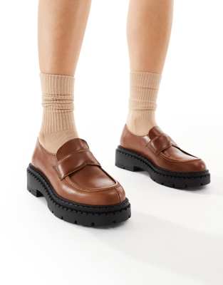 schuh - Lawson - Loafer aus Leder in Hellbraun mit dicker Sohle-Brown