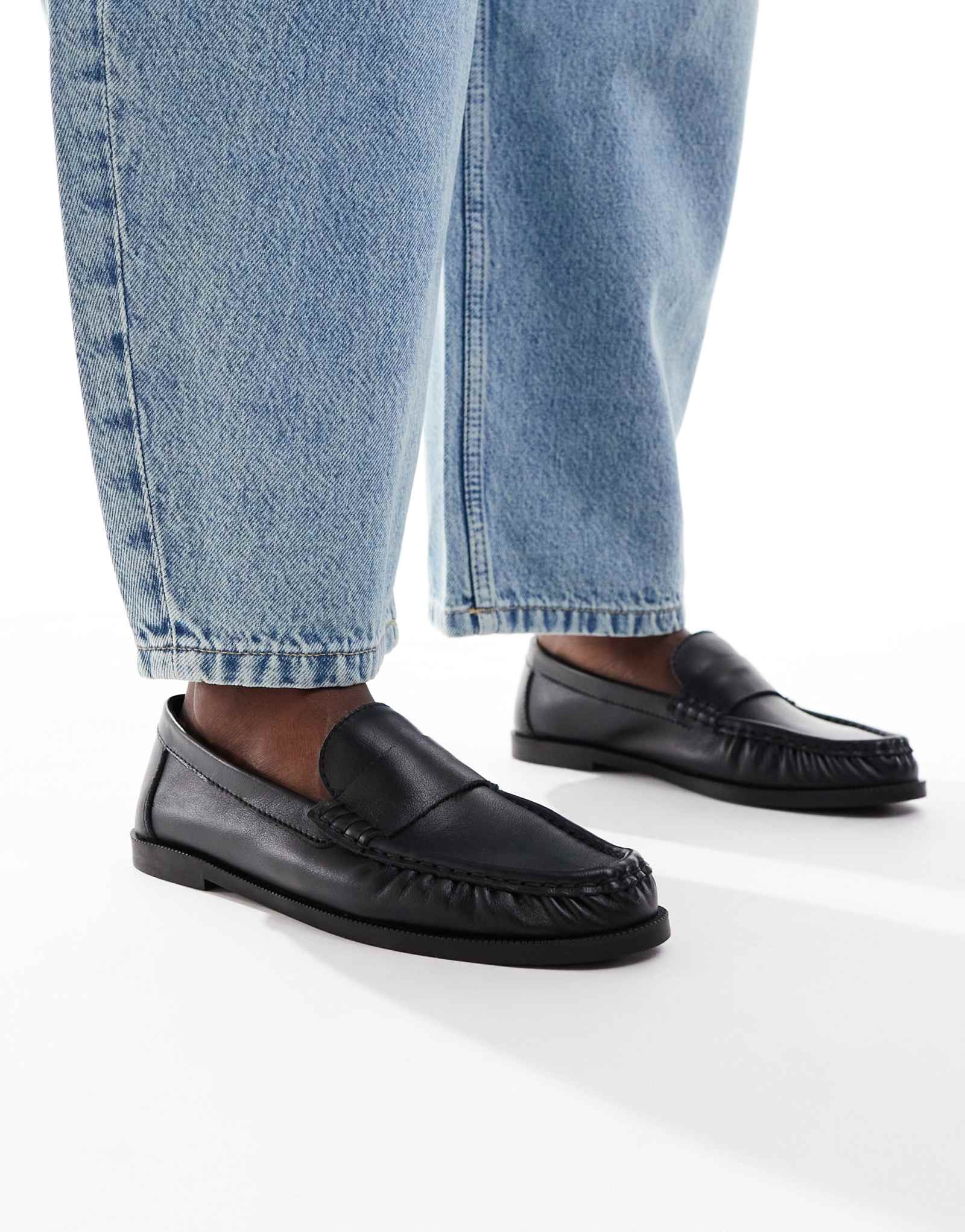 мокасины schuh Lea из винтажной кожи черного цвета, которые можно стирать в стиральной машине