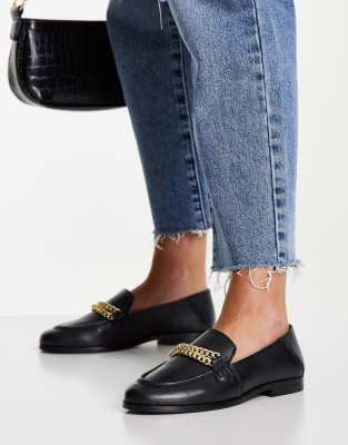 black loafers gold chain