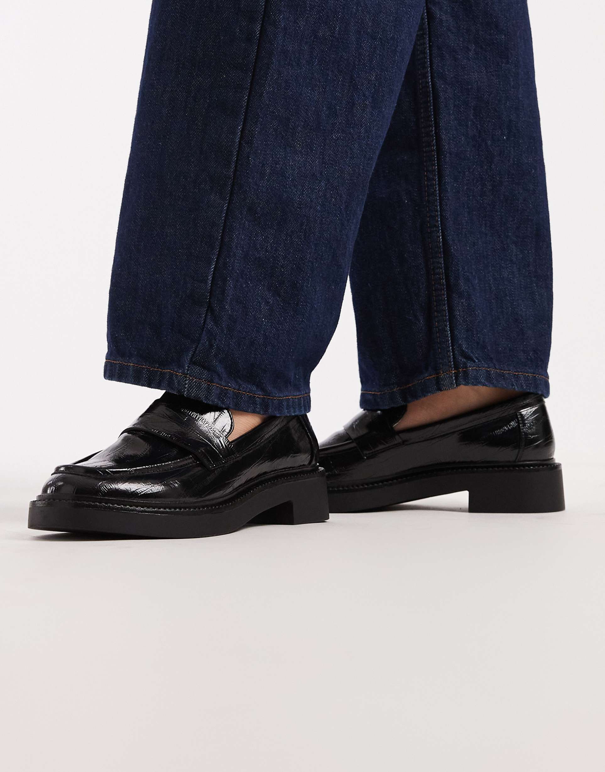 schuh leicester loafers in black pu