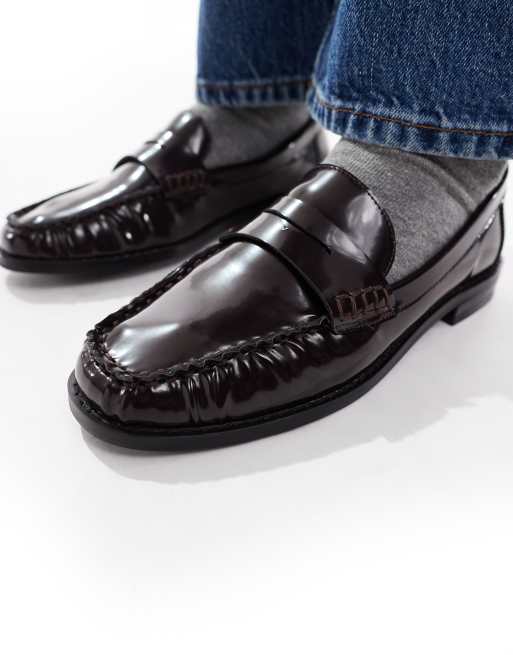 Schuh – Lendall – Bordowe loafersy penny, 2 z 4