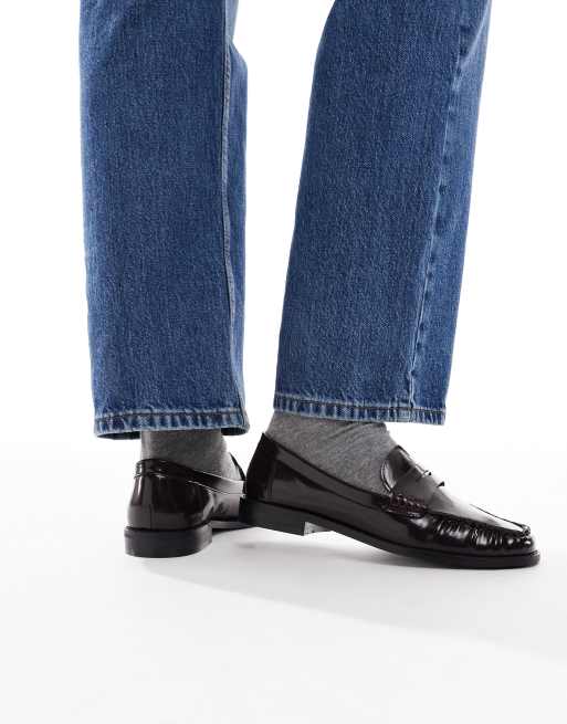 Schuh – Lendall – Bordowe loafersy penny, 4 z 4