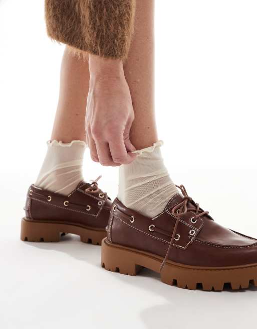 schuh Leora chunky boat shoes in tan
