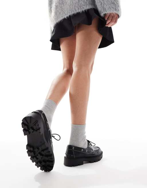 schuh – Leora – Svarta, grova seglarskor, 3 av 4