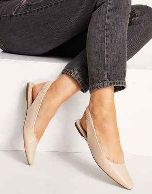schuh - Lettie - Platte slingback schoenen in beigeroze | ASOS