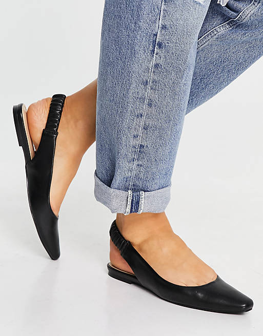 schuh Lettie sling back flat shoes in black