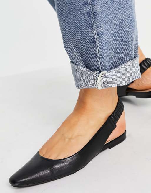 Black flat shop sling back shoes