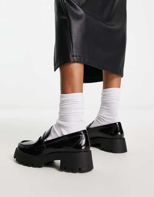 schuh Levi chunky loafer in black ASOS