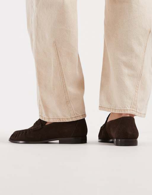 Schuh Lewis rouched loafer in brown suede, 4 of 4