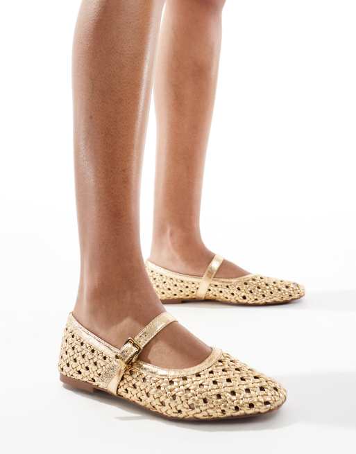 schuh – Lexie – Guldiga, vävda Mary Jane-skor, 4 av 4